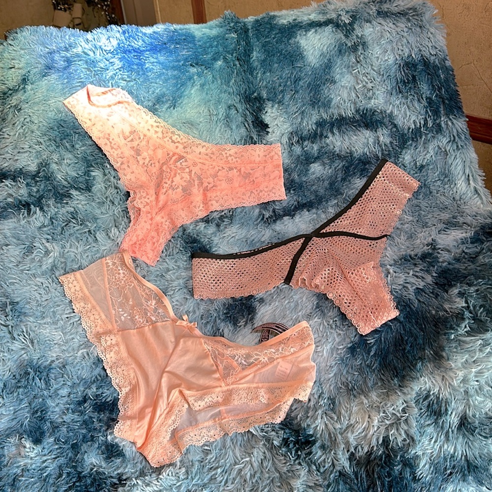 Lot of 3 peach bundle, VS cheeky & thong XL panties
